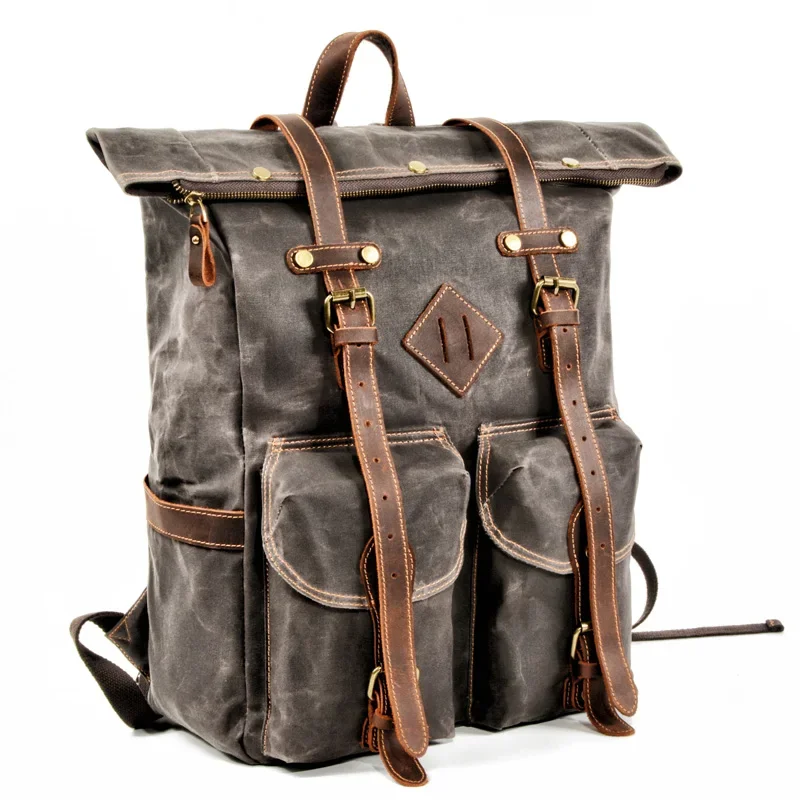 Europe Canvas Leather Backpacks Mens 15\