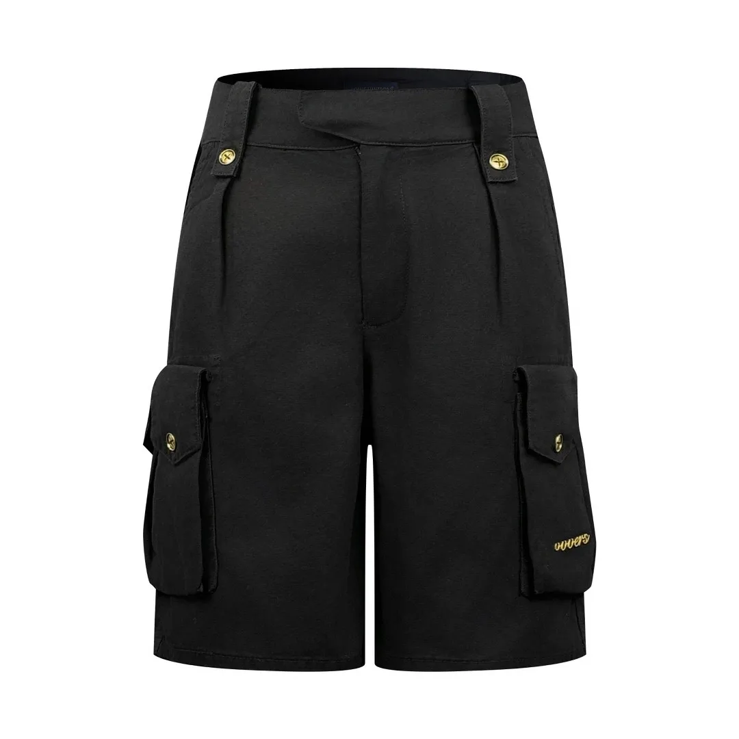

Men's and Women's Pocket Work Shorts High Density Plain Thickened Carbon Polished Pearl Ground Cotton 315g Metal Buttons