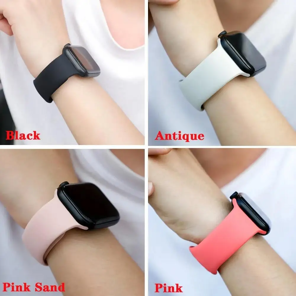 Correa de silicona para Apple Watch band 45mm 44mm 41mm 42mm 40mm 49mm 38mm pulsera iWatch serie 9 8 5 4 3 8 6 SE 7 Ultra 2