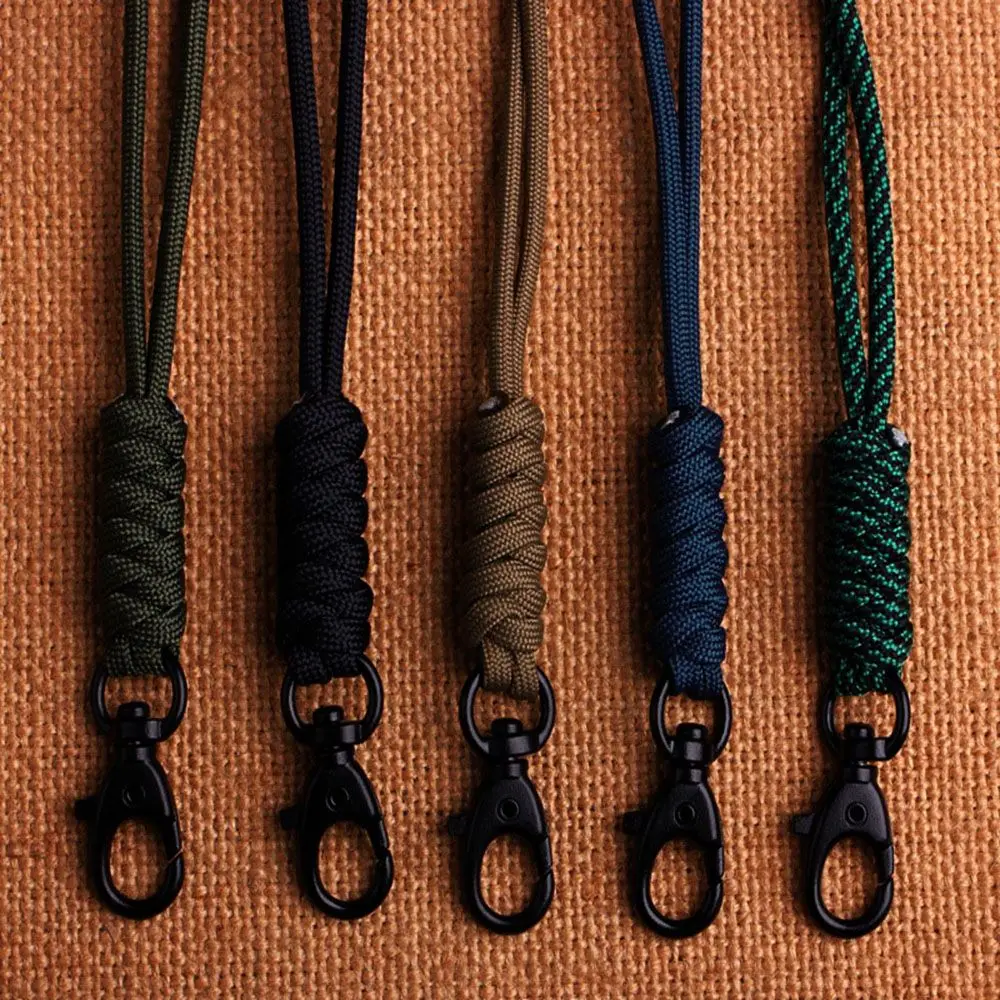 Rotatable Buckle Paracord Keychain Lanyard Parachute Cord Self-Defense Emergency Survival Backpack Key Ring Neck Hanging Rope