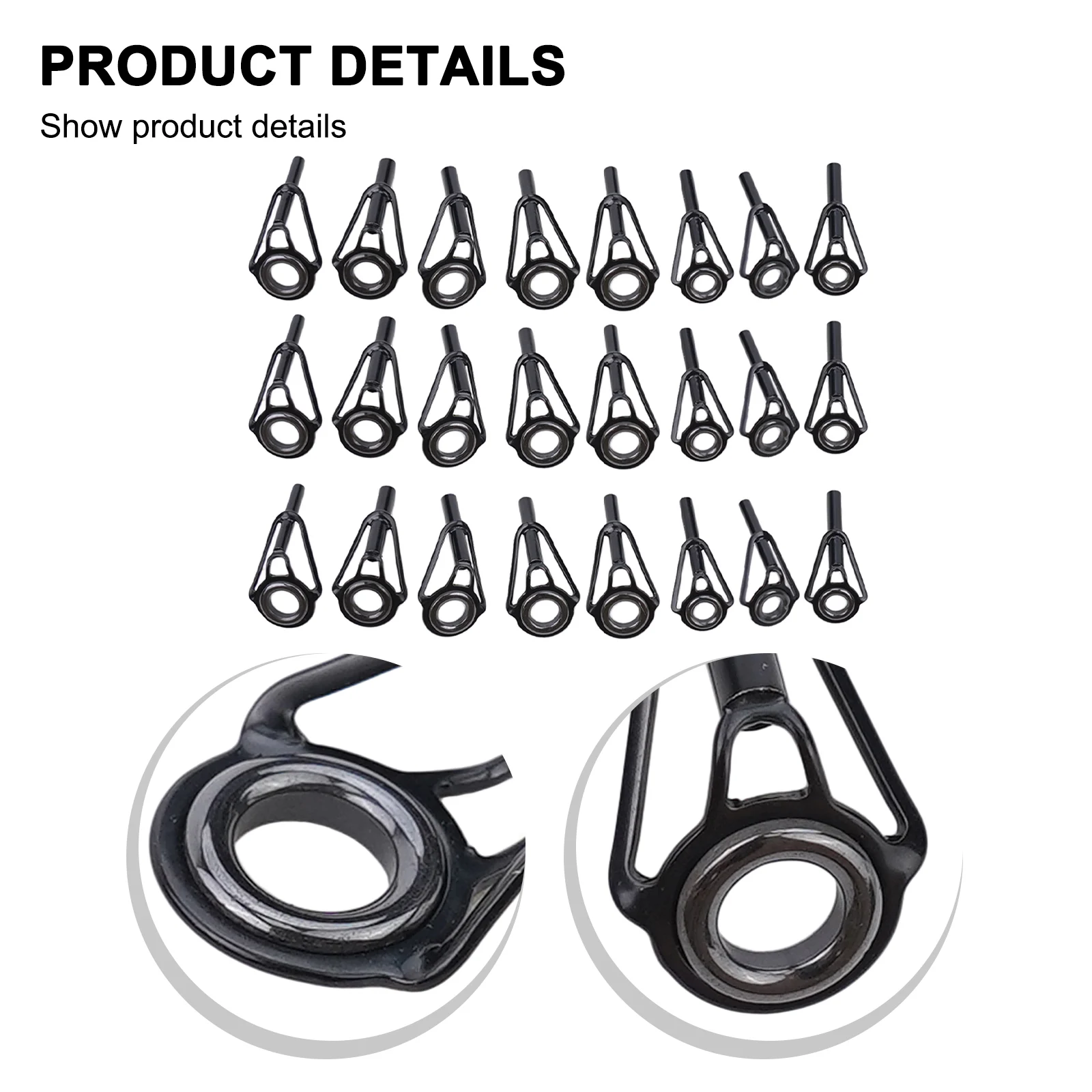 24pcs Fishing Rod Top Ring Repair Kits High Carbon Steel Ceramic Guide Tip Rings Mixed Size Fishing Pole Accessories