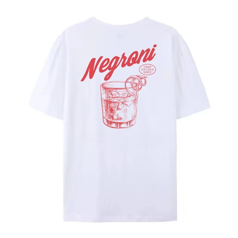 Lady Negroni back print vintage style cocktail drinking graphics Harajuku fashion Street wear trend men women universal T-shirt