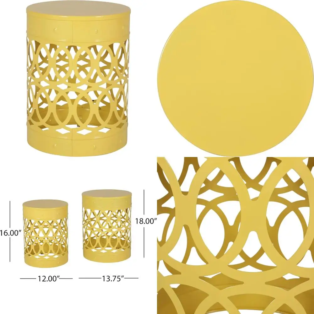 

Ярко-желтые уличные приставные столики - комплект из двух штук