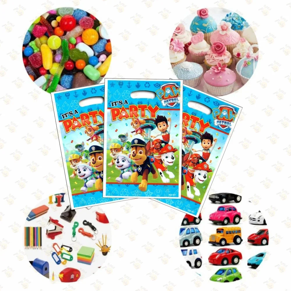 Cute Cartoon Baby Shower Party Favor Gift Bags Paw Patrol Candy Bag Handle Gift Bags Paw Dogs Themed Birthday Party Decoration