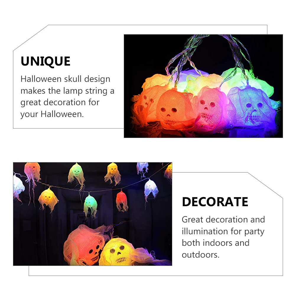 1 مجموعة Led أضواء الجمجمة سلسلة مصابيح ديكور الهالوين تصميم الشاش للمنزل حفلة بار مطعم مول في الهواء الطلق المشهد الداخلي #2