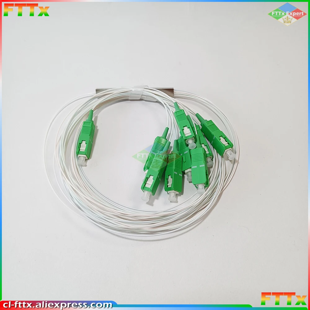 10PCS/Lot 1X8 PLC SC/APC SM 0.9mm G657A1 PVC 1m FTTH Fiber Optic Splitter Free Shipping