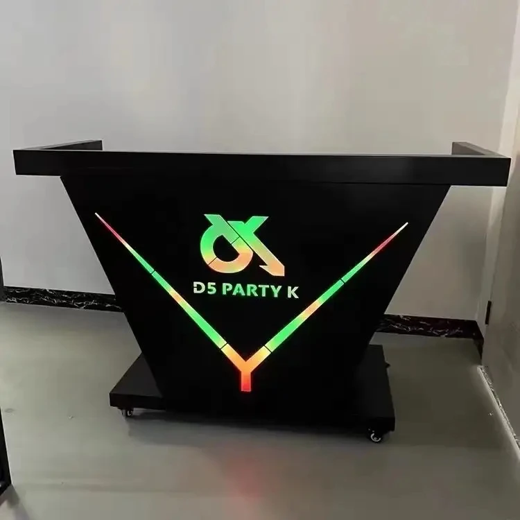 Customized LED DJ facade table dj booth table home bar portable LED dj booth with wheels for Party Events Home Bar Nightclub