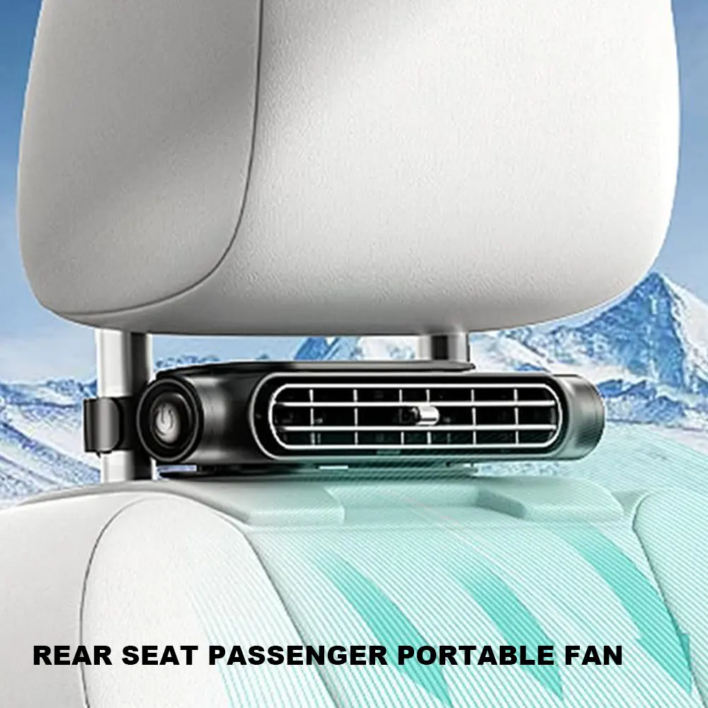 Electric Car Fans for Rear Seat Passenger Portable Fan Headrest Backseat Car Fan 1.5M Type-c Charge 5V 2A Fan with Three Speed