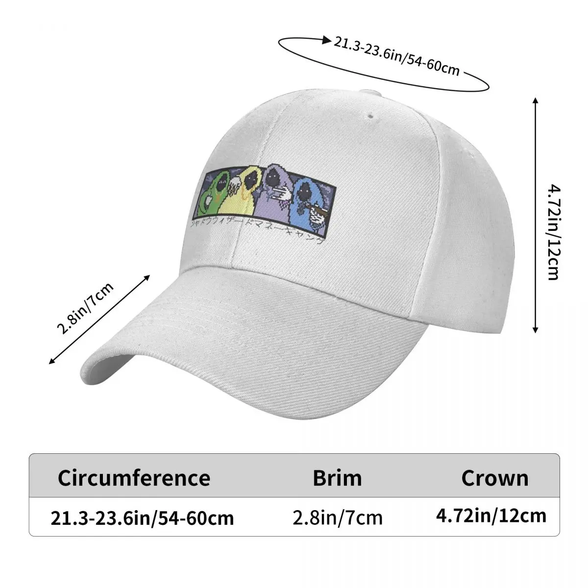 SHADOW WIZARD MONEY GANG Pixel Art Cap Fashion Casual Baseball Caps Adjustable Hat Baseball Hats Customizable Polychromatic