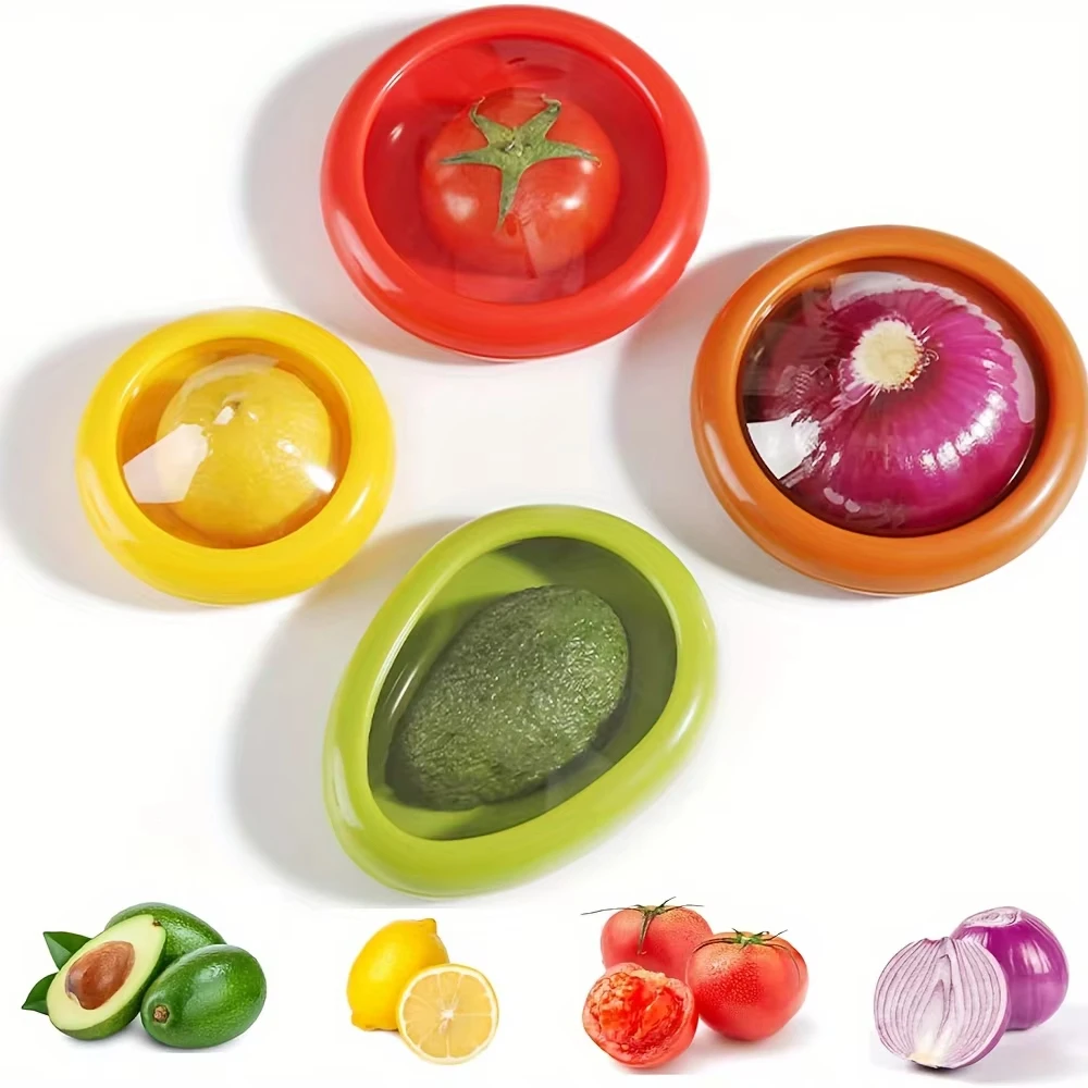 1PC/4Pcs Set Obst Erhaltung Lagerung Box Silikon Film Lebensmittel Box Versiegelt Mini Kühlschrank für Lagerung Gemüse zitrone Frische