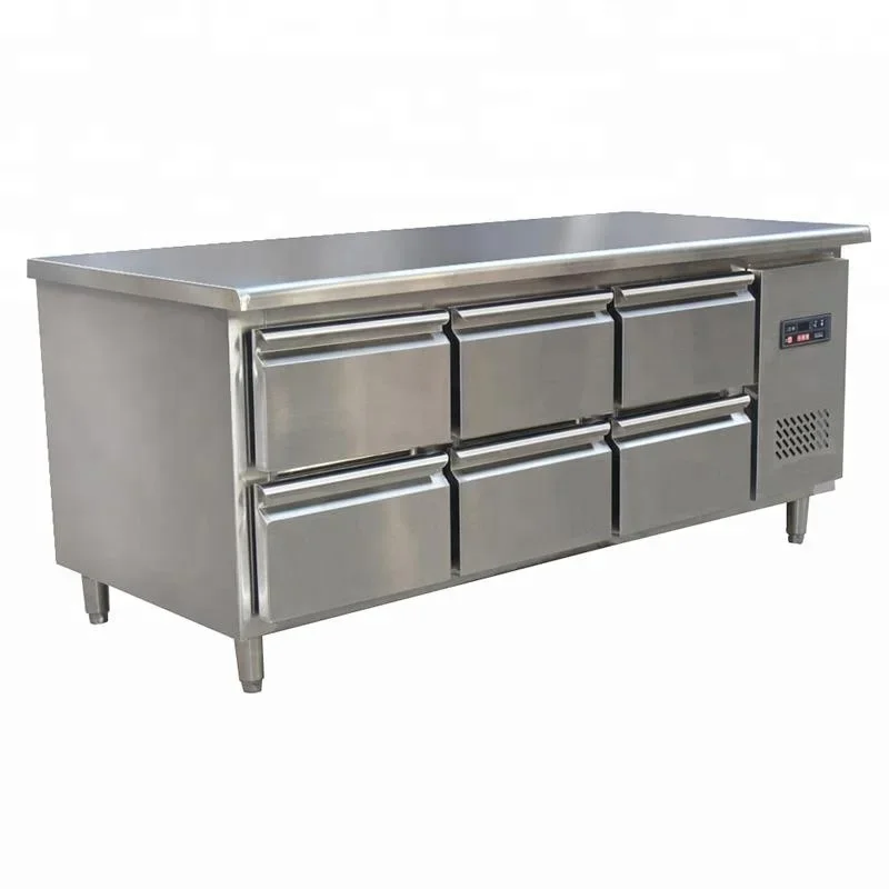 6 Drawer Stainless Steel Worktop Horizontal Refrigerator