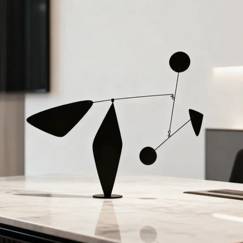 Modern Simple Desktop Ornaments Dynamic Equilibrium Geometric Modeling Figurines Metal Creative Luxury Aesthetic Home Decor