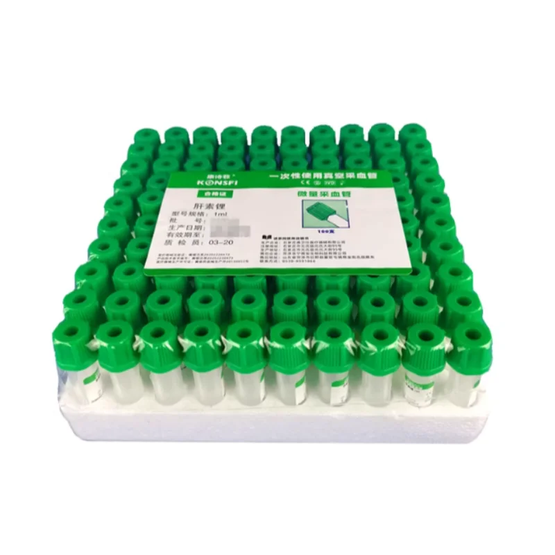 

100 шт. 0,5 мл 1 мл одноразовая вакуумная трубка для сбора крови с отрицательным давлением, литиевая трубка Херарин для домашних животных, крови