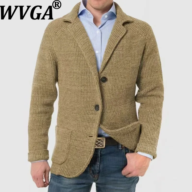 

WVGA Autumn Winter New Man Tide Turn-Down Collar Trendy Knitted Suit Jackets Niche Chic Casual Long Sleeve Blazer Ins Y2K W15261
