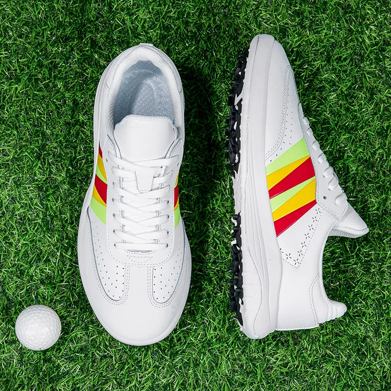 

2025 удобная обувь для гольфа, мужская уличная нескользящая обувь для гольфа, роскошная спортивная прогулочная обувь, тренировочные кроссовки для гольфа с быстрой шнуровкой