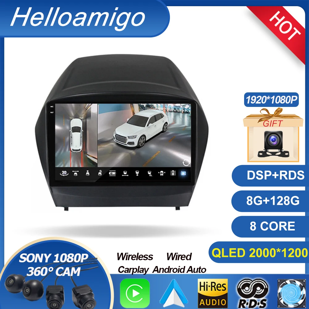 

for Hyundai Tucson 2 IX35 2009-2015 Car Radio multimedia player GPS Navigation 2din autoradio 8core 8G+128G Android 13 Carplay