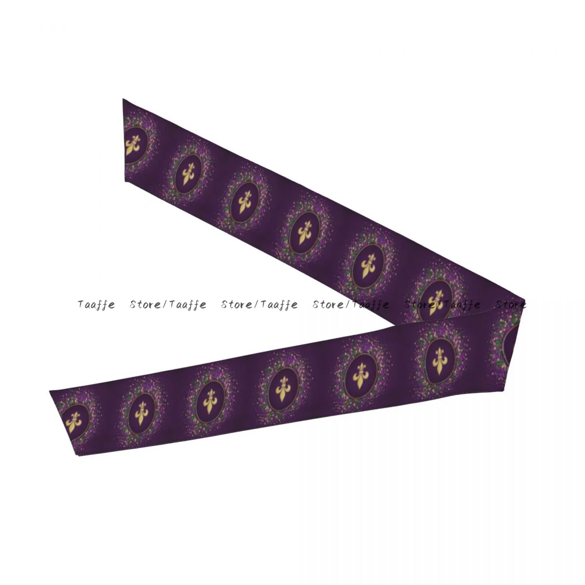 Head Tie Sports Headband Mardi Gras Dotted Frame With Fleur De Lis Athlete Sweatbands Head Wrap For Working Out Running Yoga