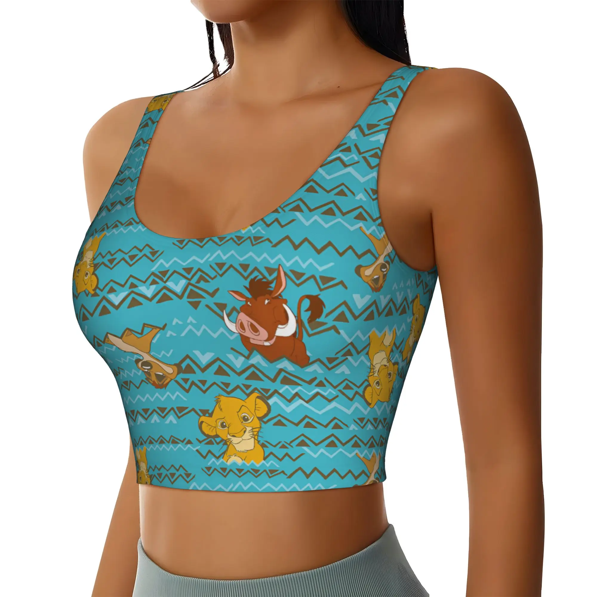 Custom High Impact Liones Anime Kinges Manga Sports Bra Women's Hakuna Matata Simba Gym Workout Yoga Crop Top