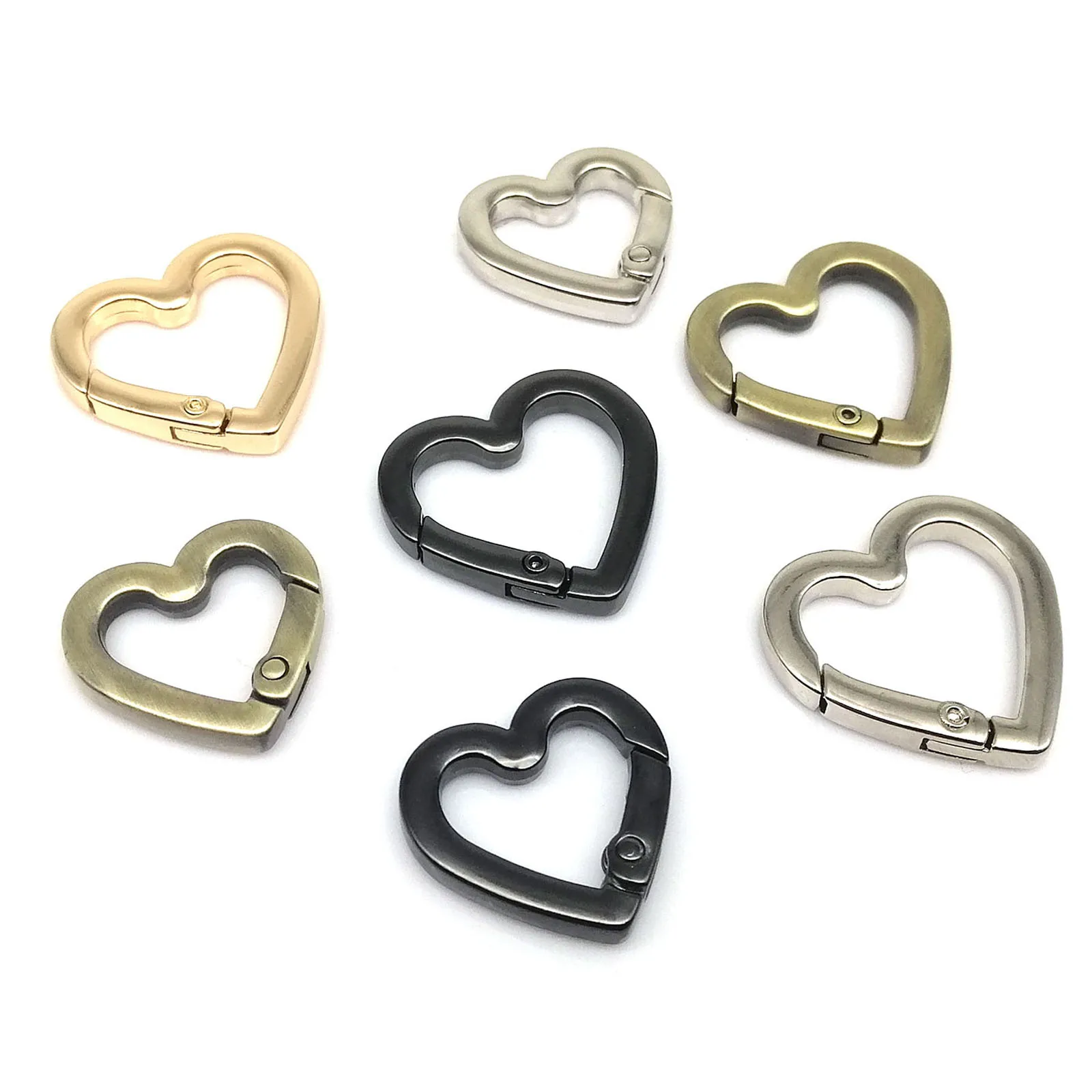 Heart Shape Spring O Ring Openable Leather Bag Handbag Belt Strap Buckle Carabiner Connect Key Dog Chain Snap Clasp Trigger Hook