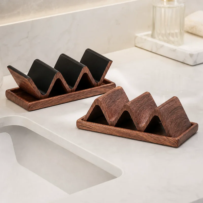 Imitation Wood Grain Resin Soap Box, Reversible Draining Soap Rack, Bathroom Supplies, Portable Soap Dispenser, Storage Rack