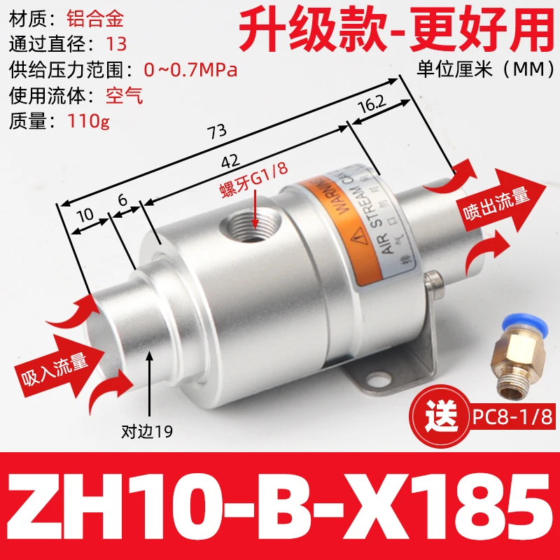 ZH10/20/30/40-X185 سلسلة الهواء الهوائية عالية تدفق فراغ مولد المحرك #6