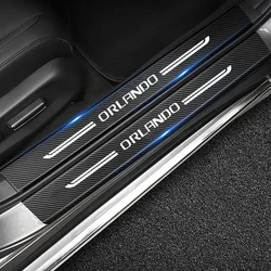 Carbon Fiber Car Threshold Protective Sticker Door Sill Scuff Plate for ORLANDO Logo Trunk Bumper Anti Scratch Strips