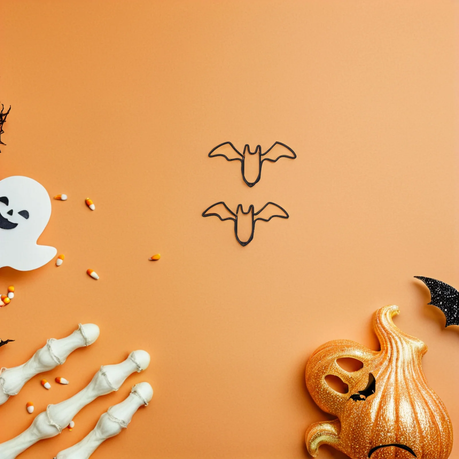 80Pcs Halloween Bat Paper Clips Simulated Document Sorting Bookmarks Office Stationery Holiday Favor