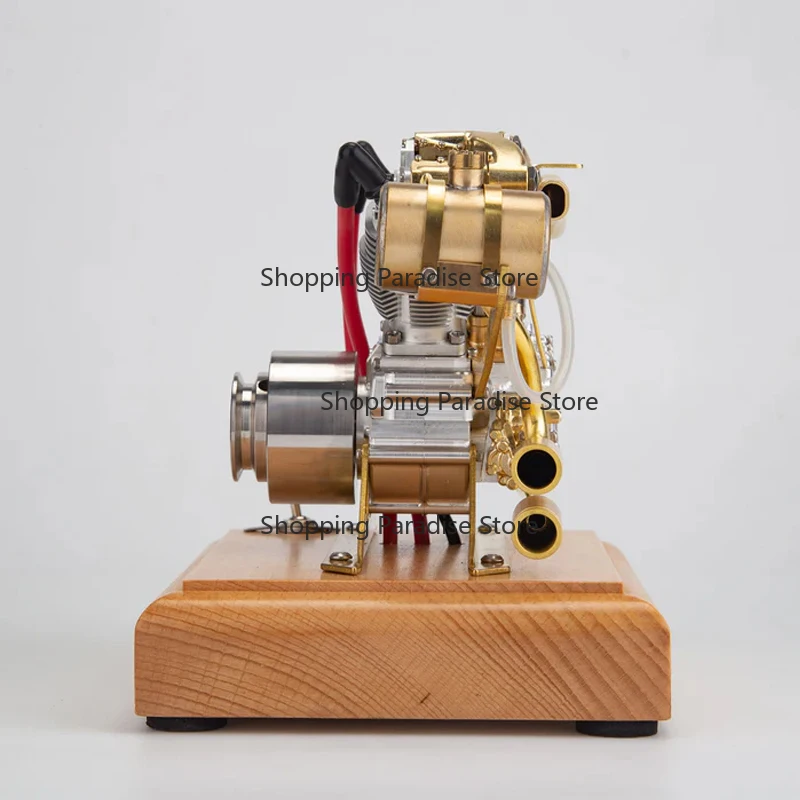 R29 4.2CC Mini Twin Cylinder Four-Stroke G-Asoline Engine Model Manual Air Cooled Internal Combustion Engine Toy