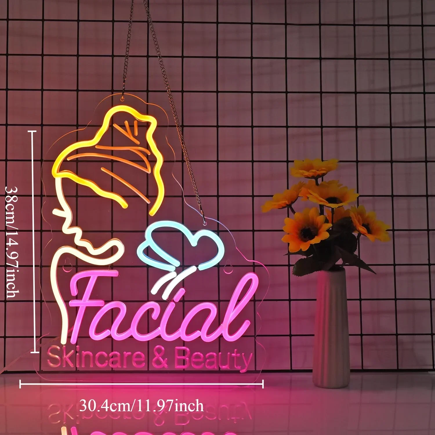 Facial Skincare LED Neon Sign USB Dimmable Wall Light for Beauty Salon Spa Center Cosmetology Room Women Cave Hair Shop Decor