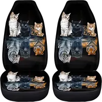 Animal Car Seat Covers Full Set of 2 Pcs Cute Cat Tiger Print Front Seat Cushion Protector Universal Vehicle Bucket Seat Covers