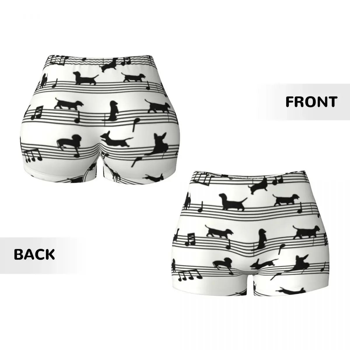 Notas de música personalizadas Dachshund Dog Workout Running Shorts de vôlei para mulheres Animal Gym Yoga Shorts