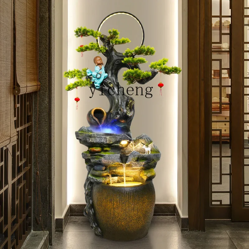 Zz large flowing water ornament, living room entrance balcony floor-to-ceiling fountain water landscape feng shui fortune