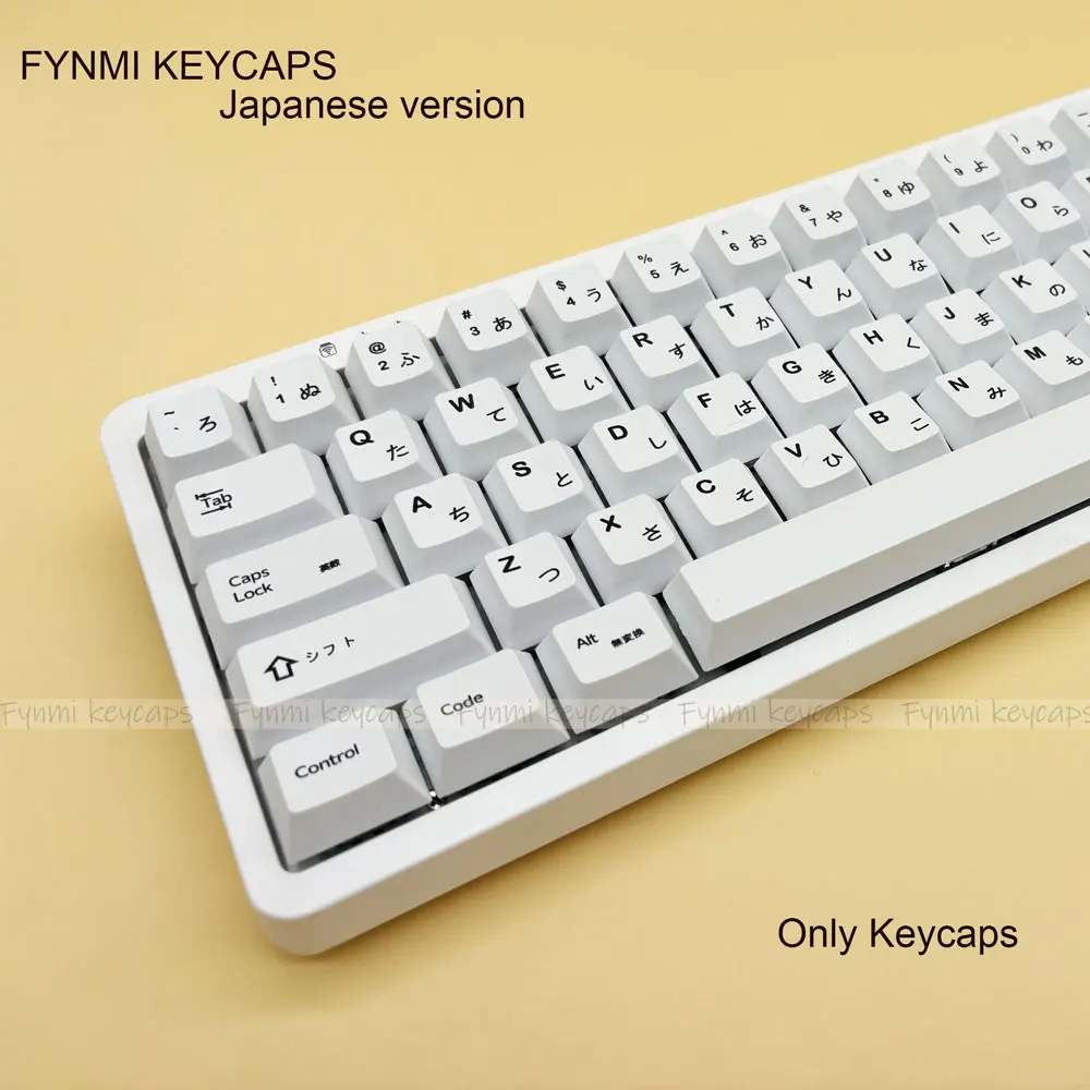 Fynmi Janpanese Pure white Theme 135pcs keys  ANSI Cherry PBT Dye Sublimation Keycaps for 61/68/75/78/81/87/104 Keys keyboard