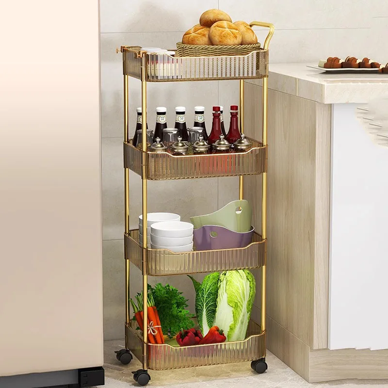 Household Shelf Kitchen Trolley Utility Beauty Double Layer Kitchen Trolley Organizer Shelf Mueble Para Cocina Furniture