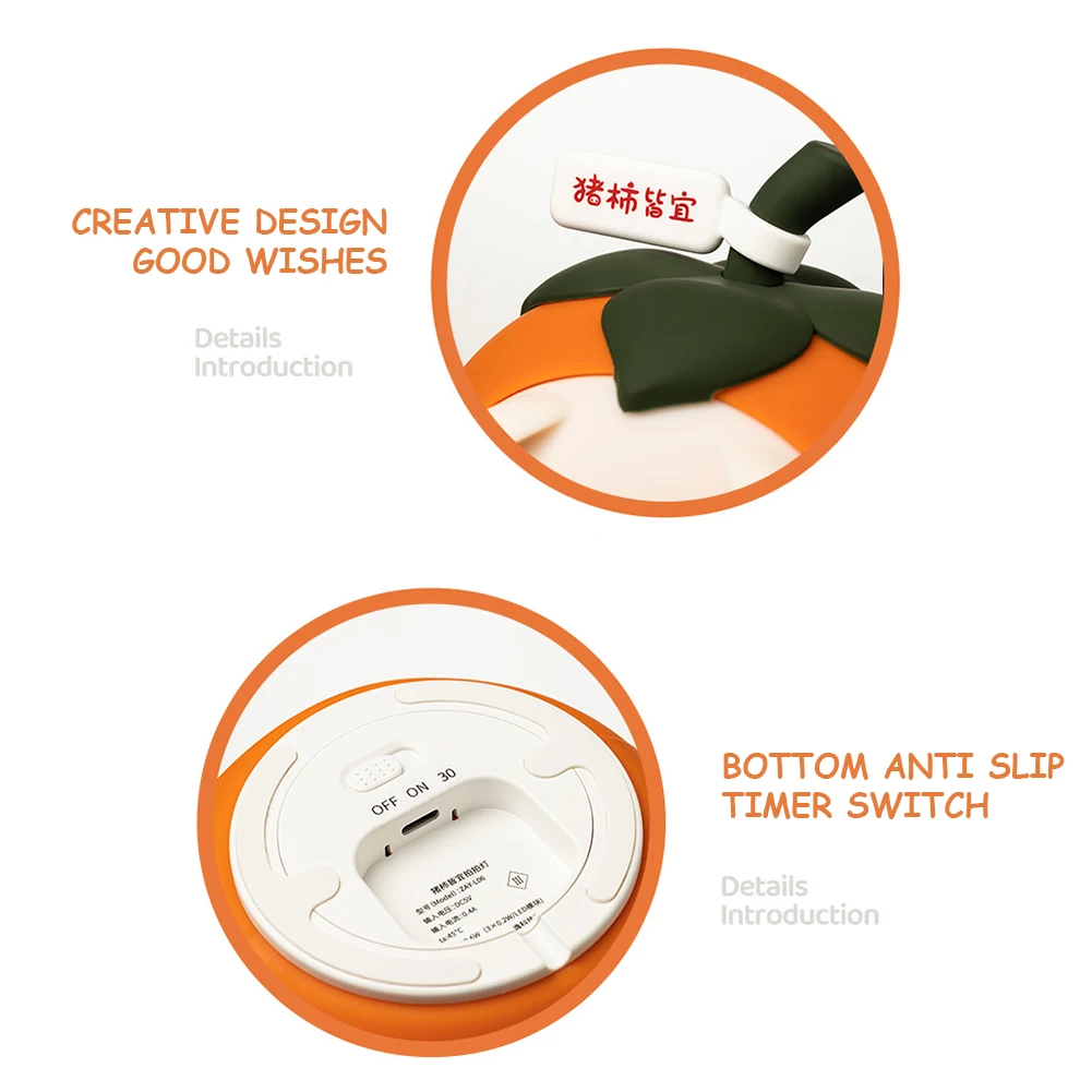 ไฟกลางคืนหมูตลก USB ชาร์จซ้ำได้โคมไฟหมูลูกพลับสัตว์ lampu tidur ลูกพลับการ์ตูนหมูสำหรับตกแต่งห้องที่บ้าน