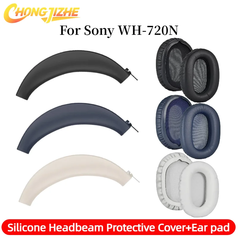 

CHONGJIZHE Replace Leather Ear Pads / Silicone zipper head beam protective cover For Sony WH-CH710N CH720 CH700 Headphones
