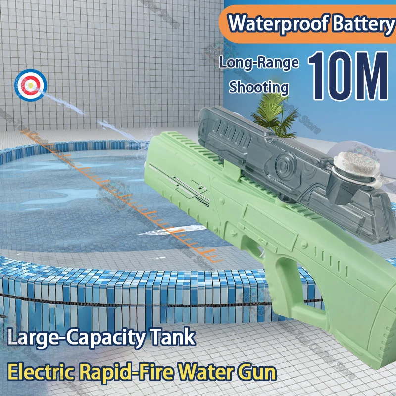 Electric Water Gun Toy for Kids Large Capacity Long Range Soaker Blaster Beach Outdoor Splash Shooting Summer Play Sprayer Gun