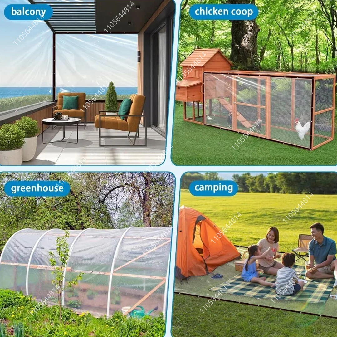 Transparente Pavillon-Seitenwand aus Planenmaterial mit Ösen, wasserdichter Regen- und Schneeschutz für Terrasse, Garten, Pergola, Abdeckvorhang – Detail 6