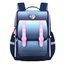 Mochilas grandes de estilo británico para niños y niñas, mochilas escolares de color rosa degradado y azul, protegen la cintura y la columna vertebral, novedad de 2022