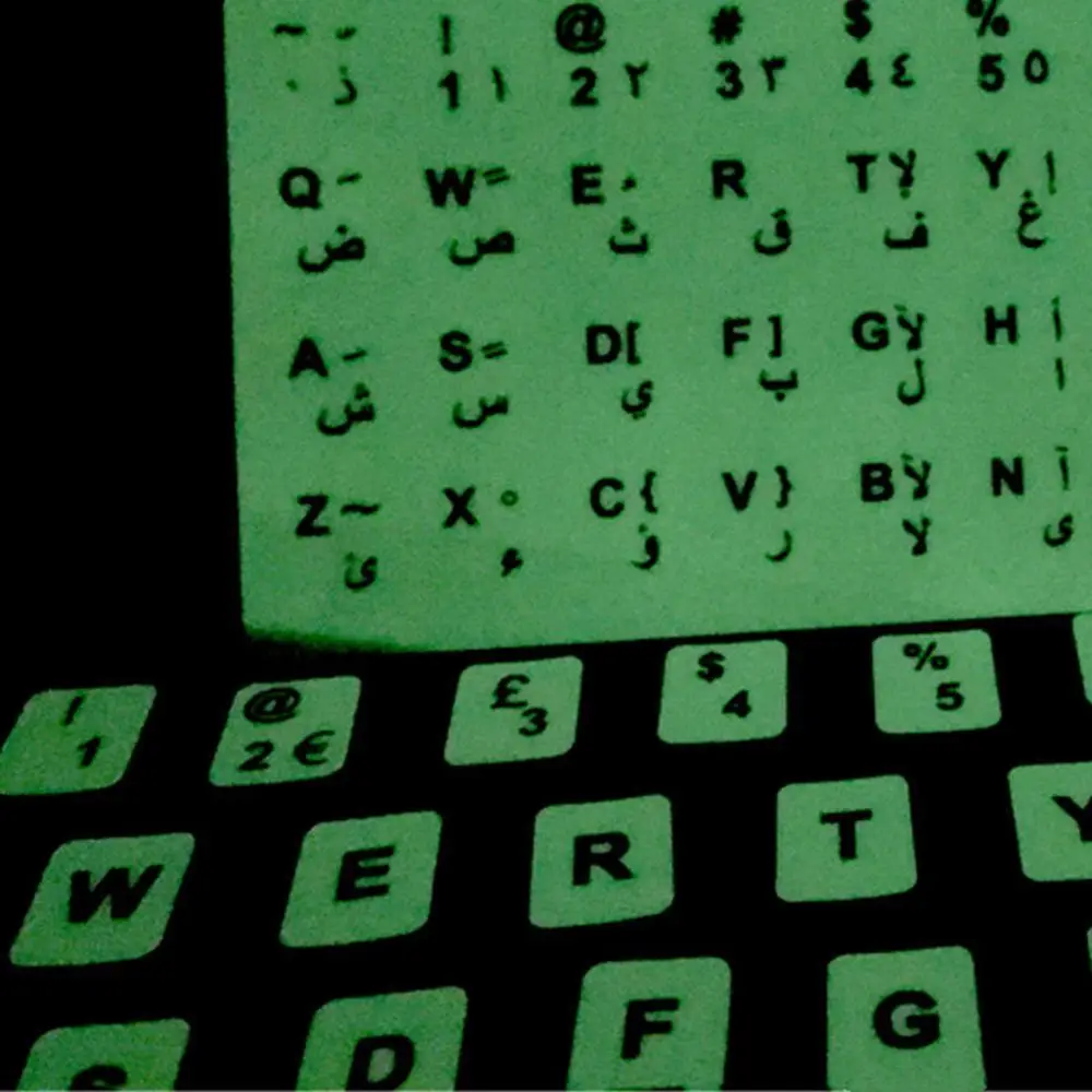 Arabic Laptop Keyboard Spanish Deutsch Russian Letter Keyboard Stickers Luminous Alphabet Layout Protective Film