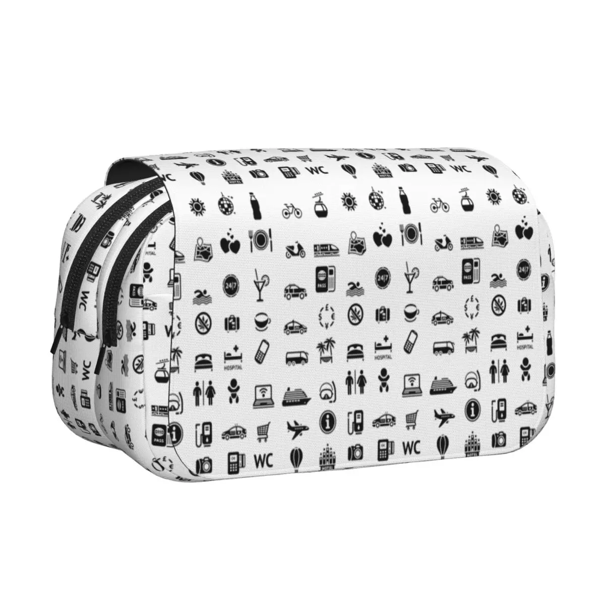 Travel Icon Pencil Case Pen Holder Hard Shell Leather Large Capacity Pen Box Pencil Bag for Boy Girl Gifts