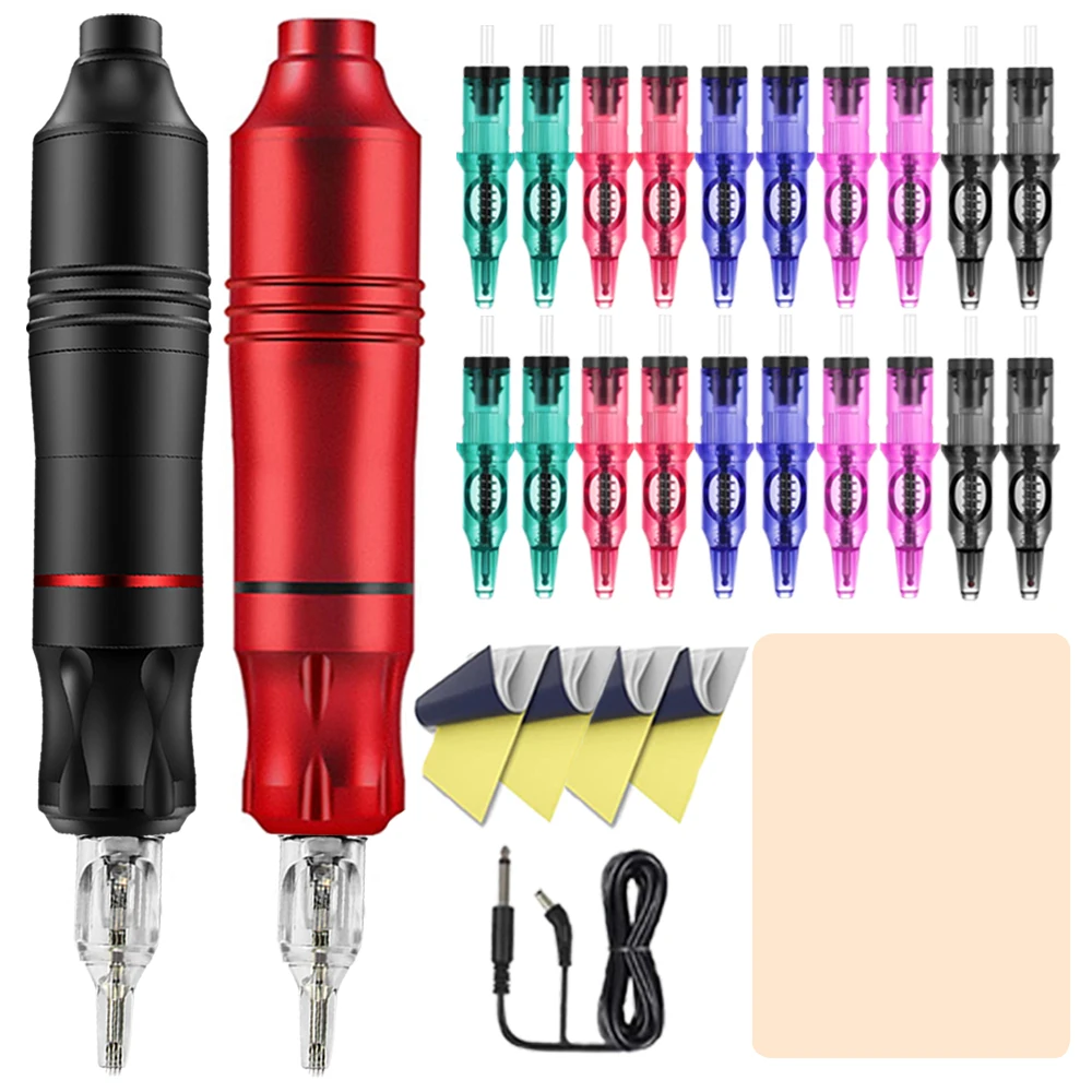 

Tattoo Machine Pen Kit Rotary Tattoo Machine with 20pcs Ballpoint Tattoo Cartridge Accessories Set for Tattoo Artist Design Draw