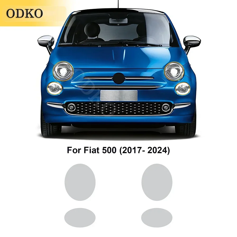 

For Fiat 500 2017-2024 Car Headlight Door Bowl Paint Protection Film 8.5Mil Transparent Wrap Clear Protective Sticker Pre Cut PP