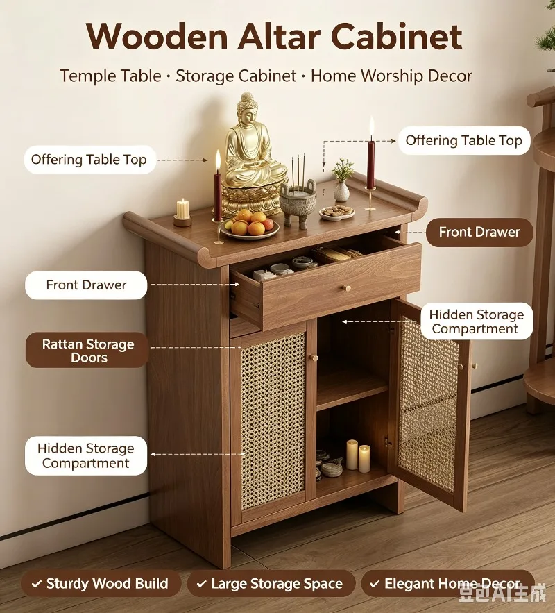 SCY solid wood Buddhist niche cabinet, God of Wealth offering table, incense table, small apartment offering table