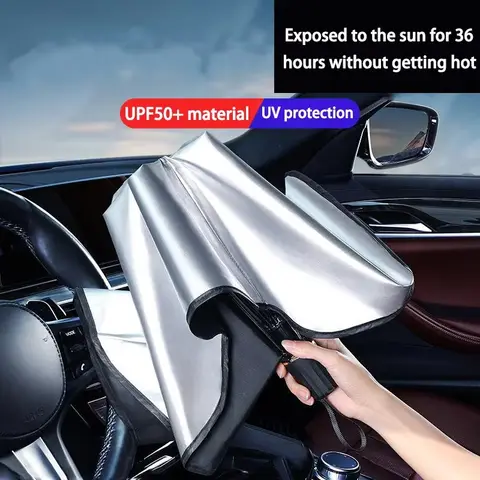 Car Front Windshield Sunshade Heat Insulation UV Protection Portable Car Windshield Cover Pull Ring Design Sunscreen Sun Shade