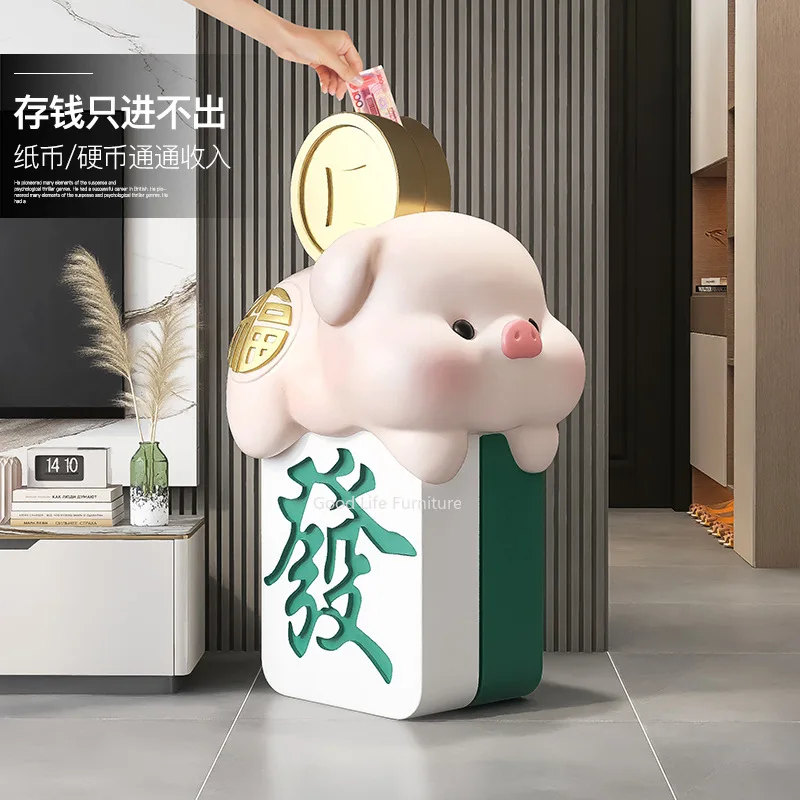 Rich Mahjong Pig Large Floor Piggy Bank Decoration Household Living Room Porch Decoration Piggy Bank