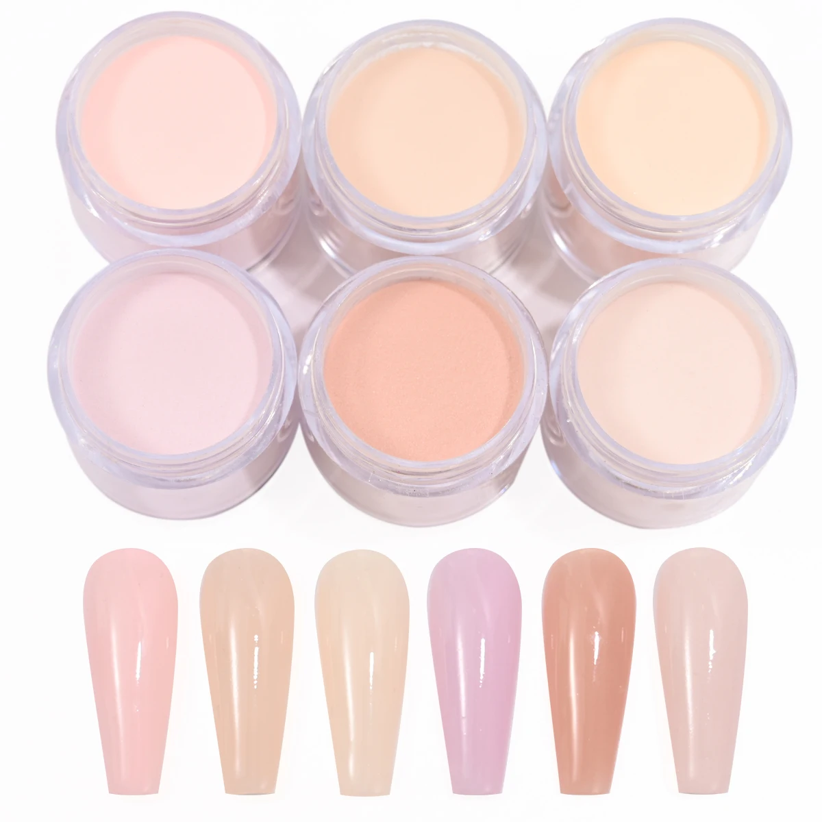 6 Gläser/Set Professionelle Nude Rosa Kristall Pulver 3IN1 Rosa Acryl Pulver Verlängerung/Schnitzen/Tauchen Maniküre Kristall Pulver &*&