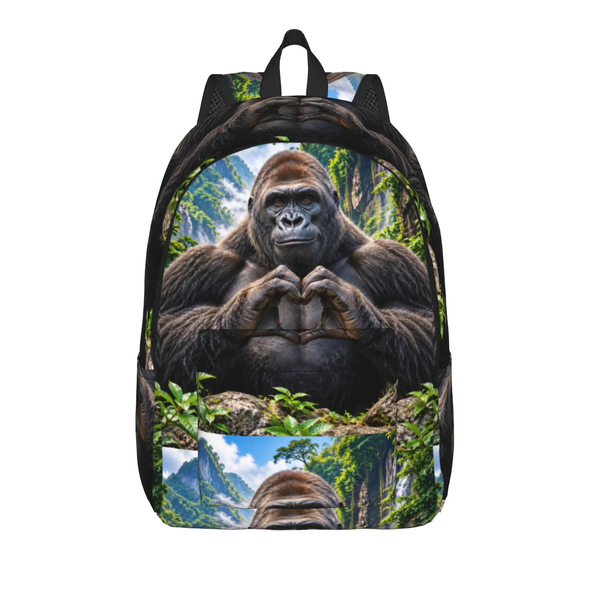 Gorilla Heart Hands Backpack Youth  Soft Backpacks Polyester Aesthetic High School Bags University Designer Rucksack