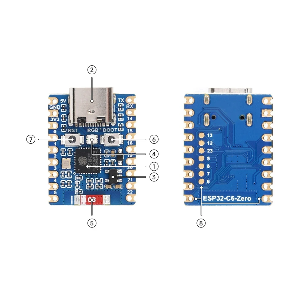 ESP32-C6-Zero Development Board WiFi6 Bluetooth 5 ESP32 C6 Zero Dual-mode Communication Onboard 4MB Flash