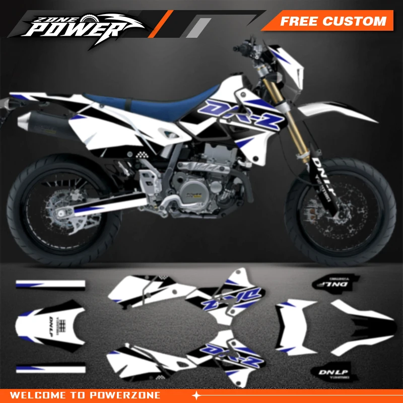 Powerzone Full Graphics Decals Stickers Motorcycle Background For SUZUKI DRZ400 SM S E DRZ 400 SM S E 1999-2022 Custom Number 05